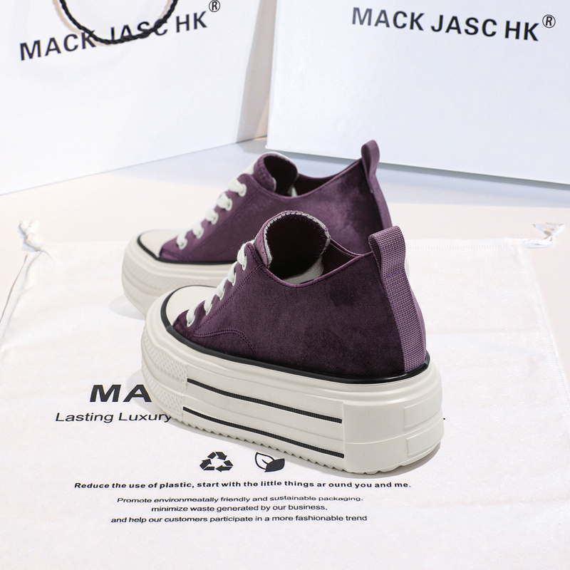 Hong Kong Mk Thick-Soled 9cm Height-Increasing Canvas Shoes for Women 2026 Summer New Style Purple Fashionable Casual Versatile Lace-Up Shoes Hong Kong Mk Thick-Soled 9cm Height-Increasing Canvas Shoes for Women 2026 Summer New Style Purple Fashionable Casual Versatile Lace-Up Shoes