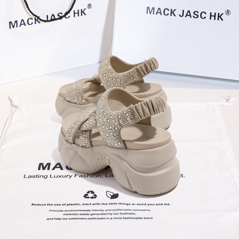 Hong Kong Mk Height-Increasing 9cm Sandals for Women 2026 Summer New Style for Petite People Thick-Soled Fashionable Rhinestone Roman Sandals Hong Kong Mk Height-Increasing 9cm Sandals for Women 2026 Summer New Style for Petite People Thick-Soled Fashionable Rhinestone Roman Sandals