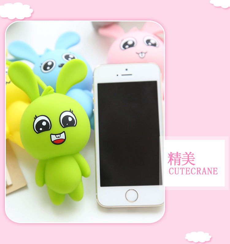 Bunny phim hoạt hình silicone túi chìa khóa nữ dễ thương nhỏ sáng tạo kéo kẹo màu túi keychain vật liệu mềm ví móc chìa khóa nữ
