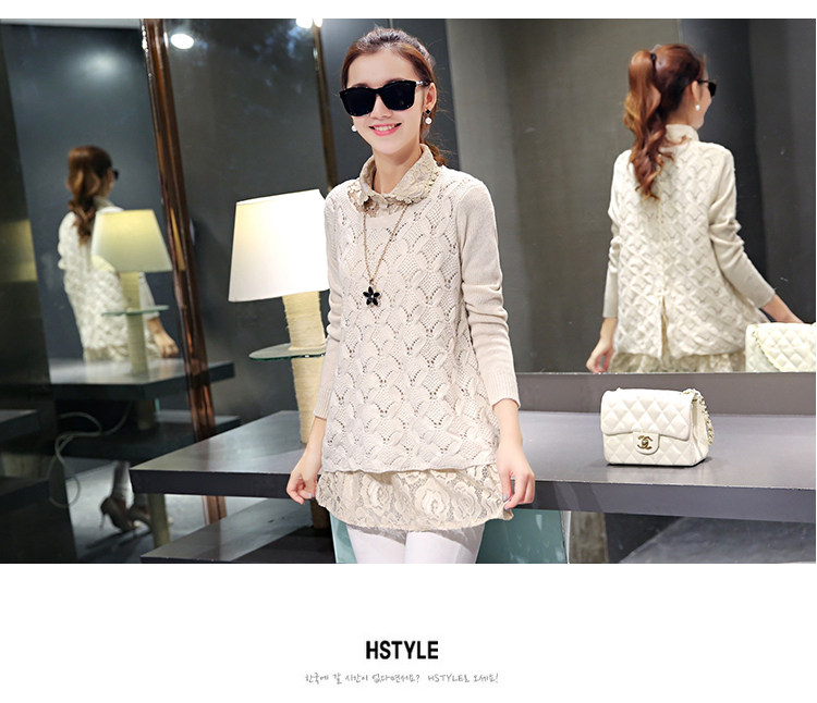 A new large-sized knitted sweater, loose lace two-piece base layer for women, purchased through a Korean agent pic 13