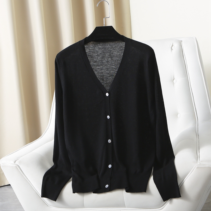 New Summer V-Neck Tencel Knit Cardigan for Women, Short Versatile Oversized Jacket, Thin Air-Conditioning Shirt