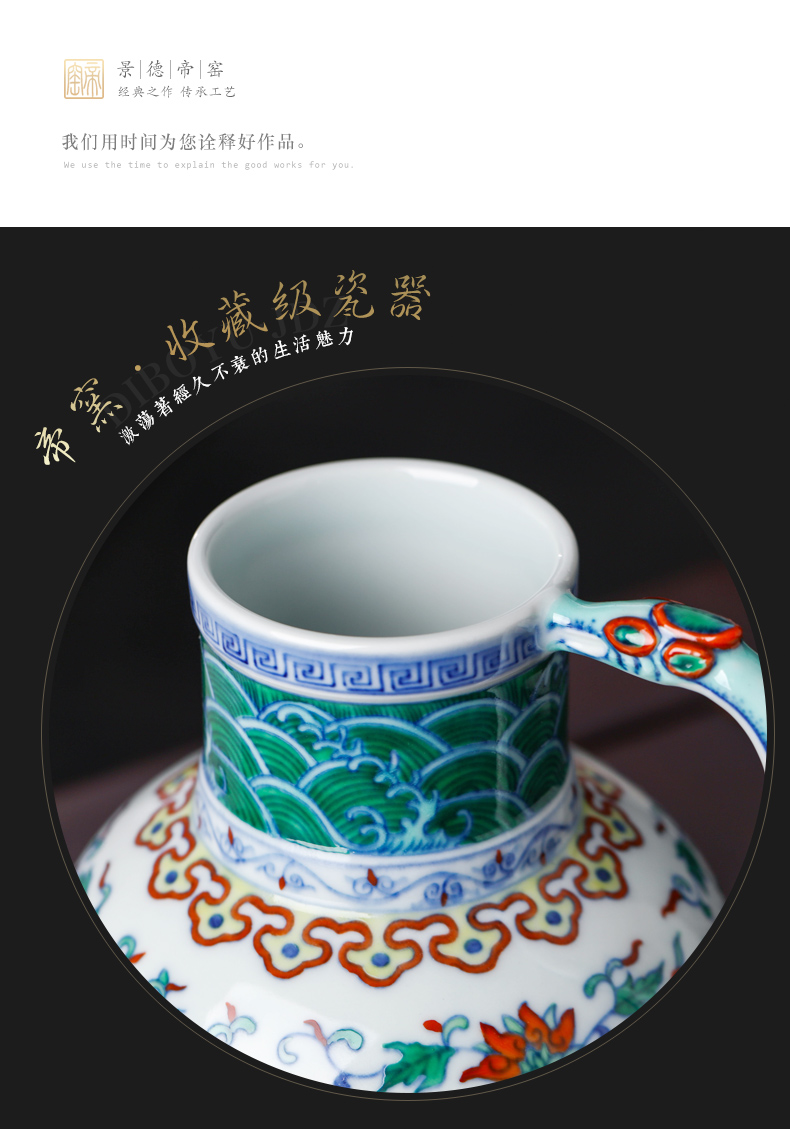Blue and white color bucket hand - made antique vase jingdezhen ceramics furnishing articles furnishing articles of Chinese style flower watering the sitting room adornment
