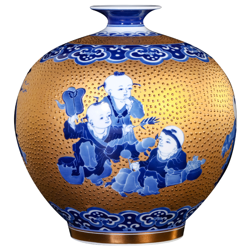 Jingdezhen ceramics Chinese hand - made with Jin Ying, play figure pomegranate bottles of the sitting room porch TV ark adornment furnishing articles