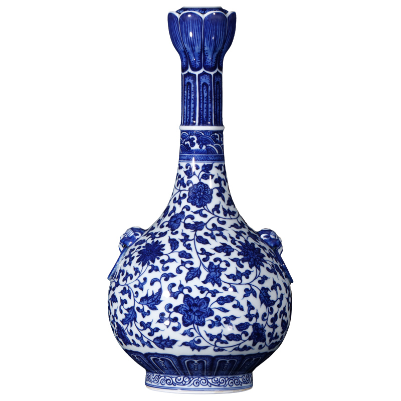 Emperor up jingdezhen hand - made porcelain bound lotus flower grain garlic bottles of archaize ceramic vases, Chinese style porch decorate furnishing articles