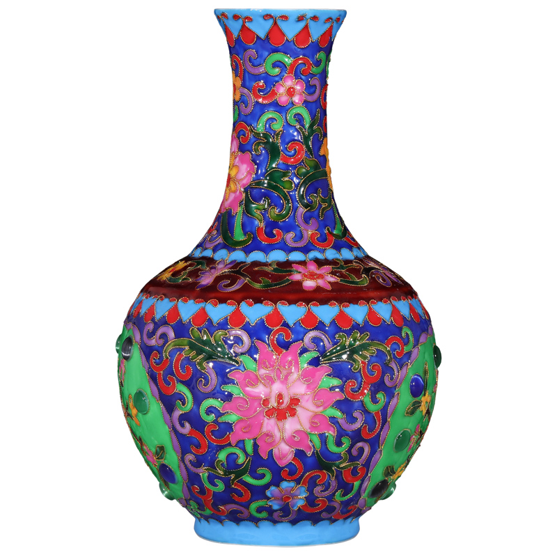 Emperor up pinch silk flower vase furnishing articles classical cloisonne enamel TV ark adornment of jingdezhen ceramics