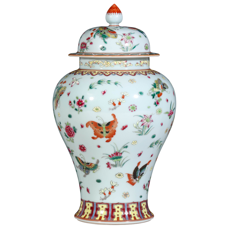 Jingdezhen ceramic antique hand - made general as cans best butterfly tattoo Chinese style living room decoration as storage tank vase furnishing articles