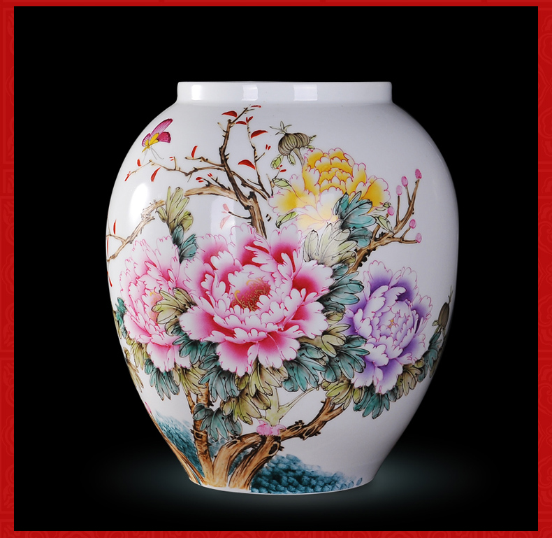 Jingdezhen ceramics Xiong Guiying hand made pink butterfly vase peony modern decorative crafts