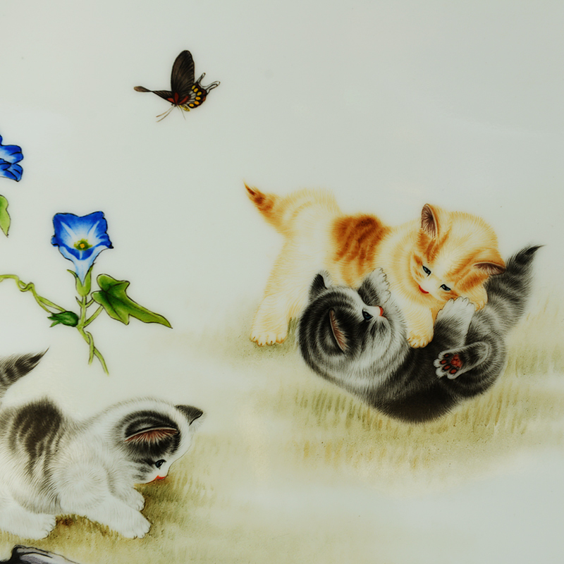 Jingdezhen ceramics masterpieces pastel painting murals play hand - made porcelain wooden partition, modern household crafts are sitting room