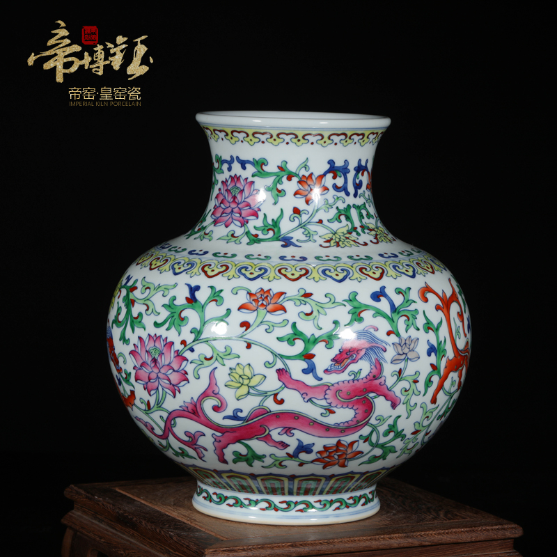 Antique hand - made porcelain of jingdezhen ceramics bucket color dragon in the ocean 's day bottles of the sitting room porch decoration furnishing articles