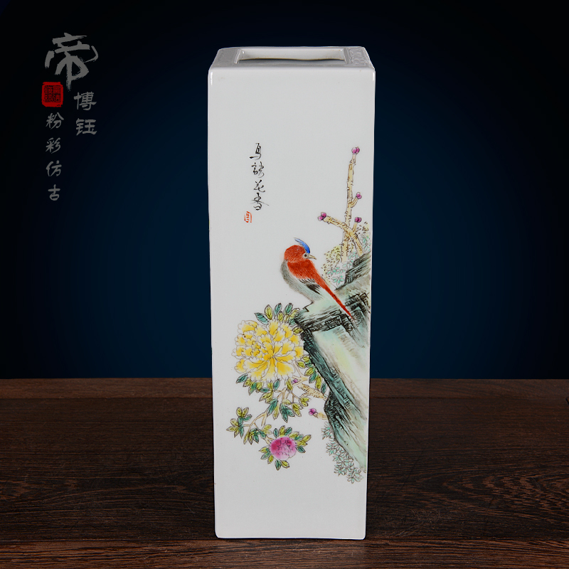 Jingdezhen ceramics imitation the qing qianlong pastel antique hand - made flowers vase household handicraft furnishing articles