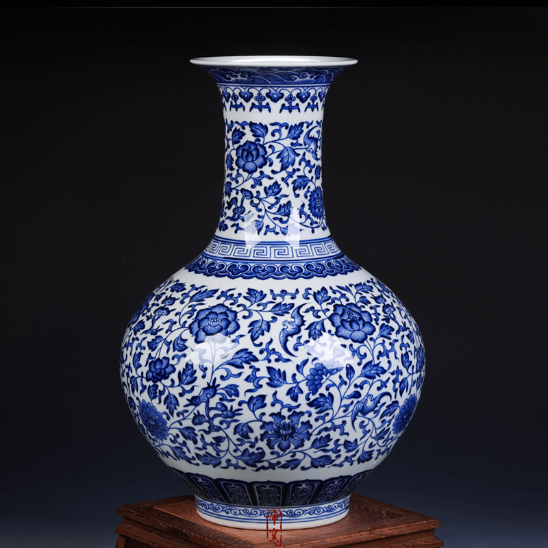 Antique hand - made the design of blue and white porcelain of jingdezhen ceramics vase furnishing articles of dry flower arranging the sitting room decorate gifts