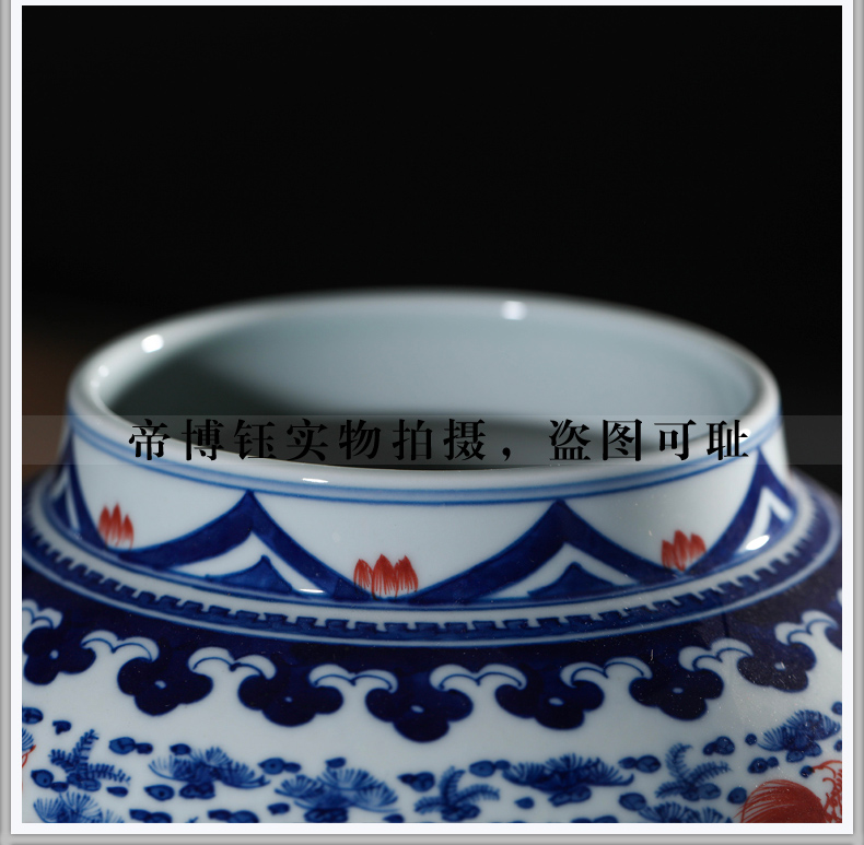 Jingdezhen ceramics imitation the qing qianlong youligong red fish algae general grain tank sitting room decorative home furnishing articles collection