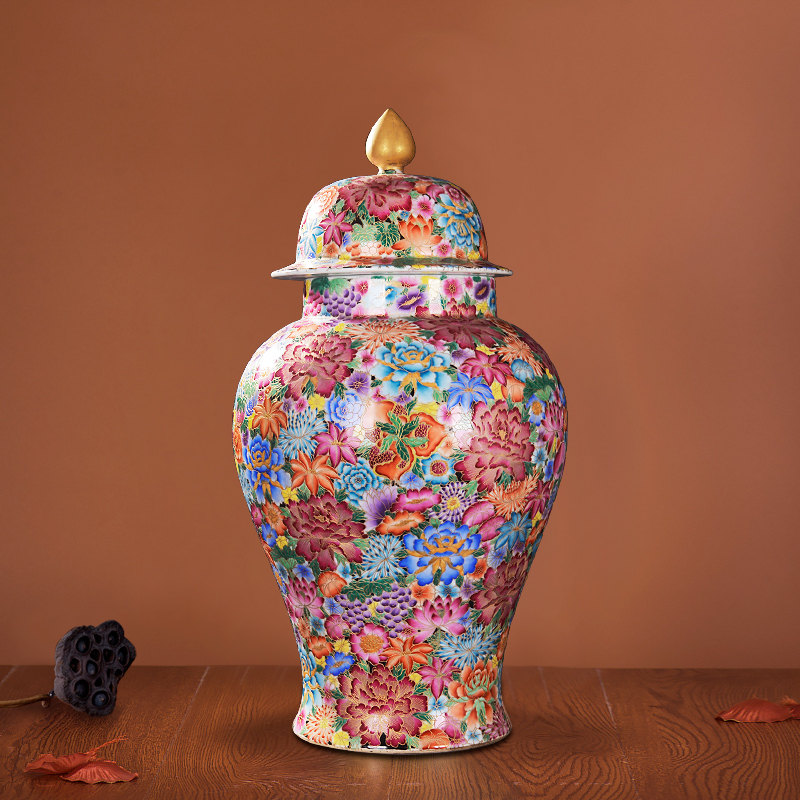 Jingdezhen ceramics high - end antique qianlong archaize pinch silk flower vases, general tank decorative crafts