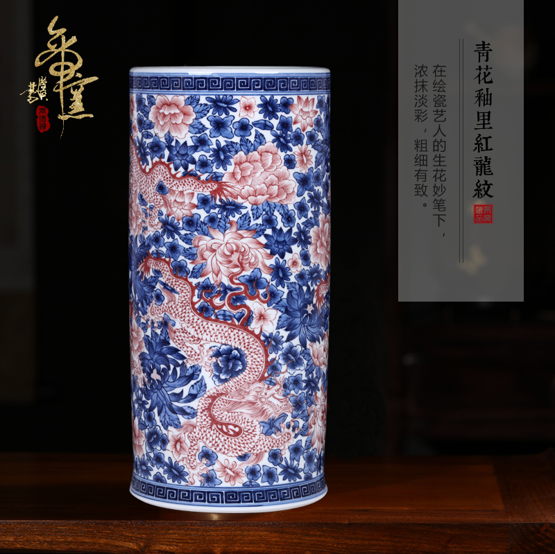 Jingdezhen ceramics imitation qianlong antique Chinese blue and white porcelain vases, flower arrangement sitting room porch rich ancient frame furnishing articles