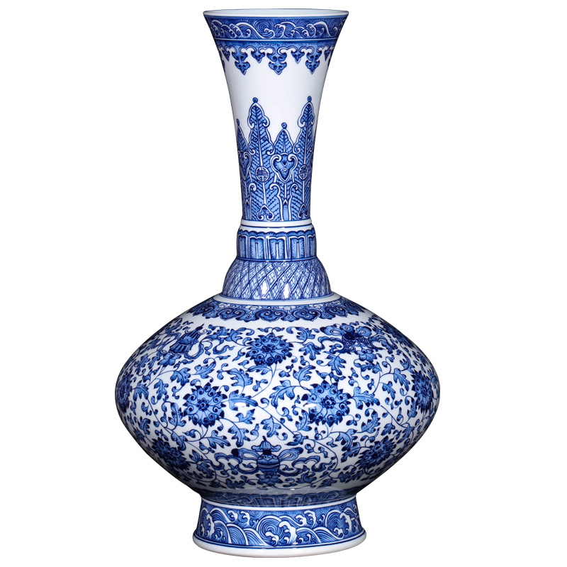 Jingdezhen ceramics antique hand - made of blue and white porcelain vase flower arranging furnishing articles, the sitting room porch home decorations arts and crafts