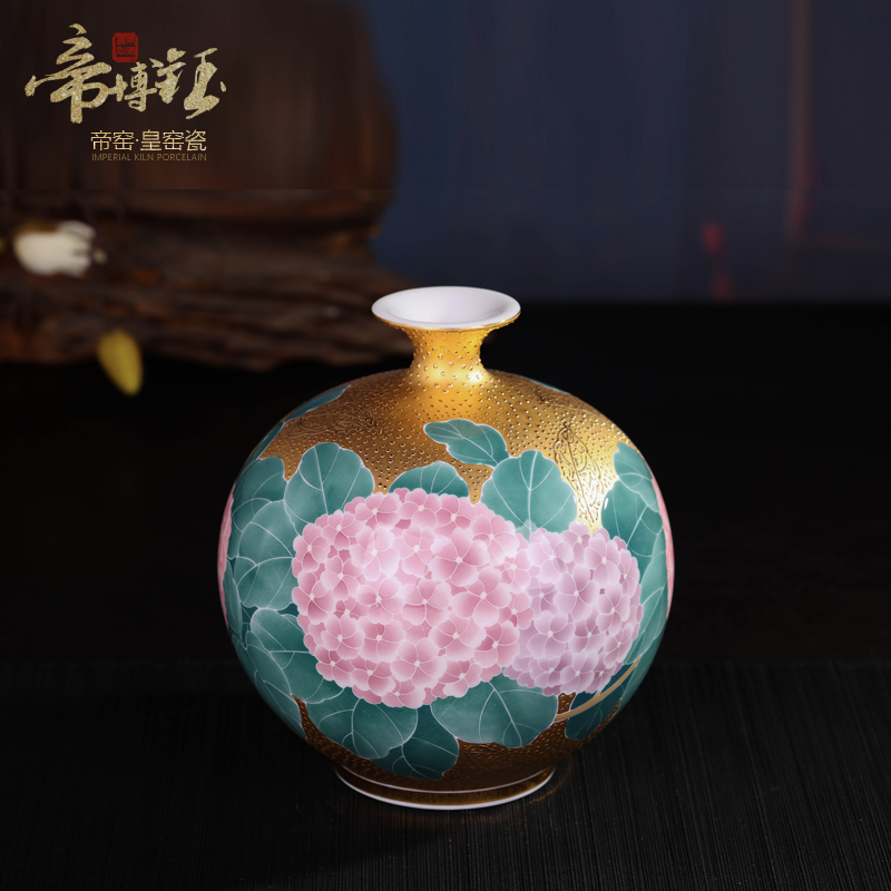 Jingdezhen ceramic glaze by hand under the pomegranate bottle color gold lotus high - grade handicraft ceramic vases, furnishing articles