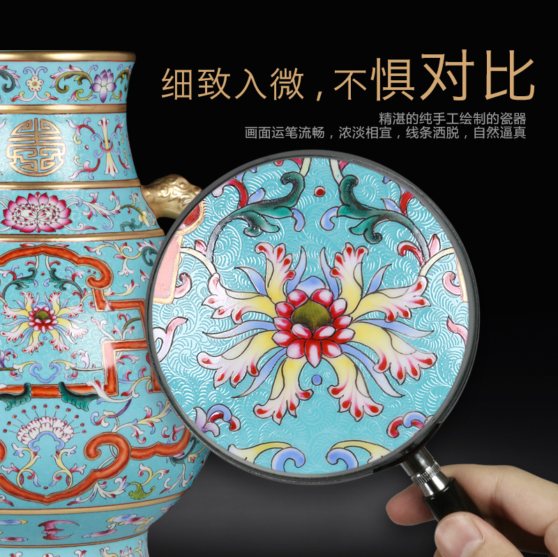 Jingdezhen ceramics hand - made antique vase the qing qianlong tube sitting room adornment study of Chinese style household furnishing articles