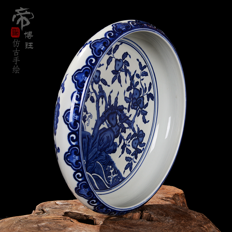 Jingdezhen ceramics vase furnishing articles XiCha manual writing brush washer water wash to antique decoration of blue and white porcelain vase restoring ancient ways