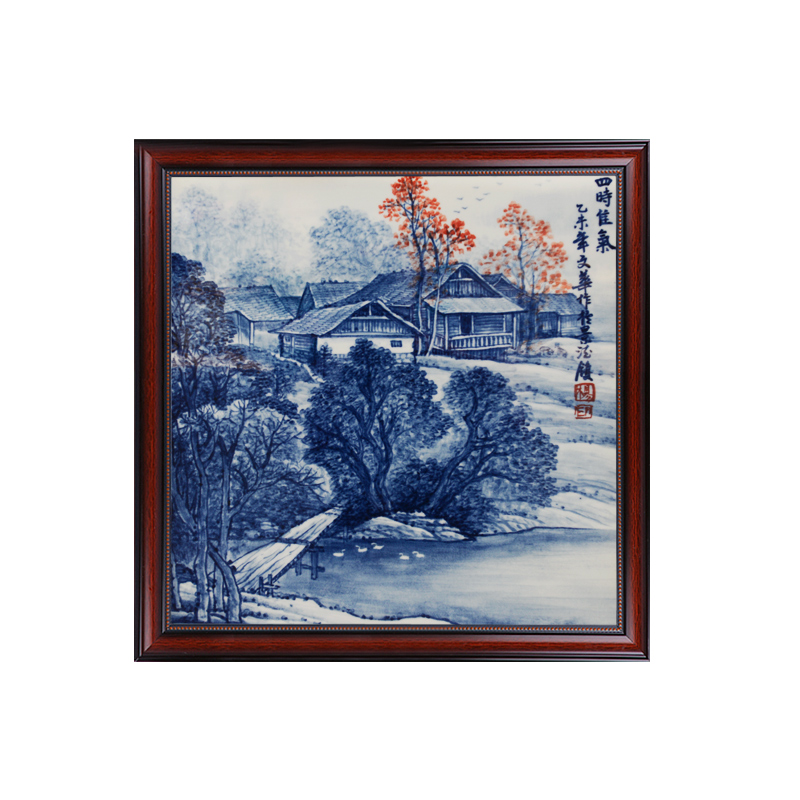 Blue and white hand draw four famous masterpieces better gas porcelain of jingdezhen ceramics partition handicraft painting murals sitting room