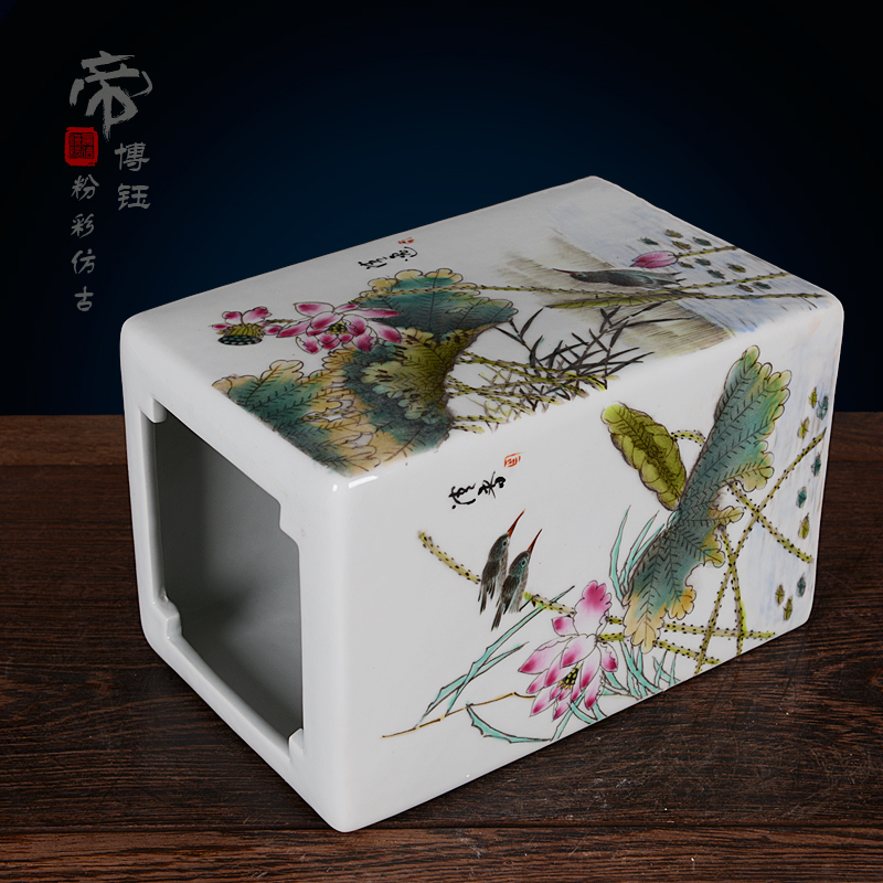 Jingdezhen ceramics imitation the qing the qing qianlong pastel hand - made lotus boring vase archaize home handicraft furnishing articles