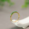 Full green Myanmar natural grade A jadeite cabochon ring