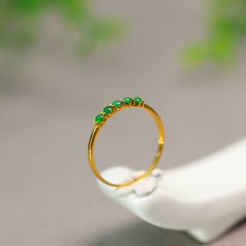 Full green myanmar natural grade a jadeite cabochon ring