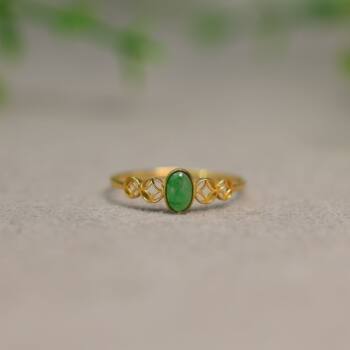 Myanmar natural grade a jadeite cabochon ring
