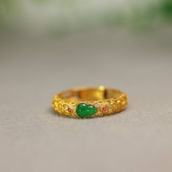 Ice burmese natural a-grade gourd ring for women