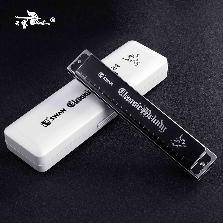 Swan Harmonica 24-hole polyphonic c-tone playing aids Harmonica for students Beginners Adult introductory instruments