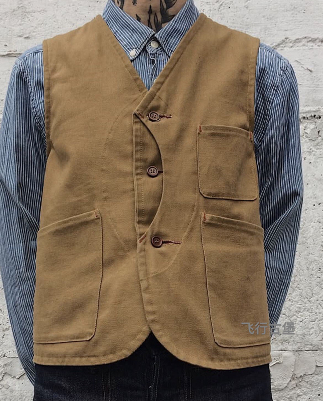 Japanese Vintage 1930S Half-Moon Hunting Vest Duck Hunting Retro Washed Distressed Workwear Vest Jacket
