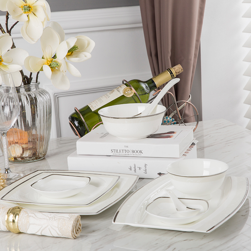 The dishes suit household Nordic light web celebrity ins American eating The food dish combination of key-2 luxury jingdezhen ceramic tableware suit
