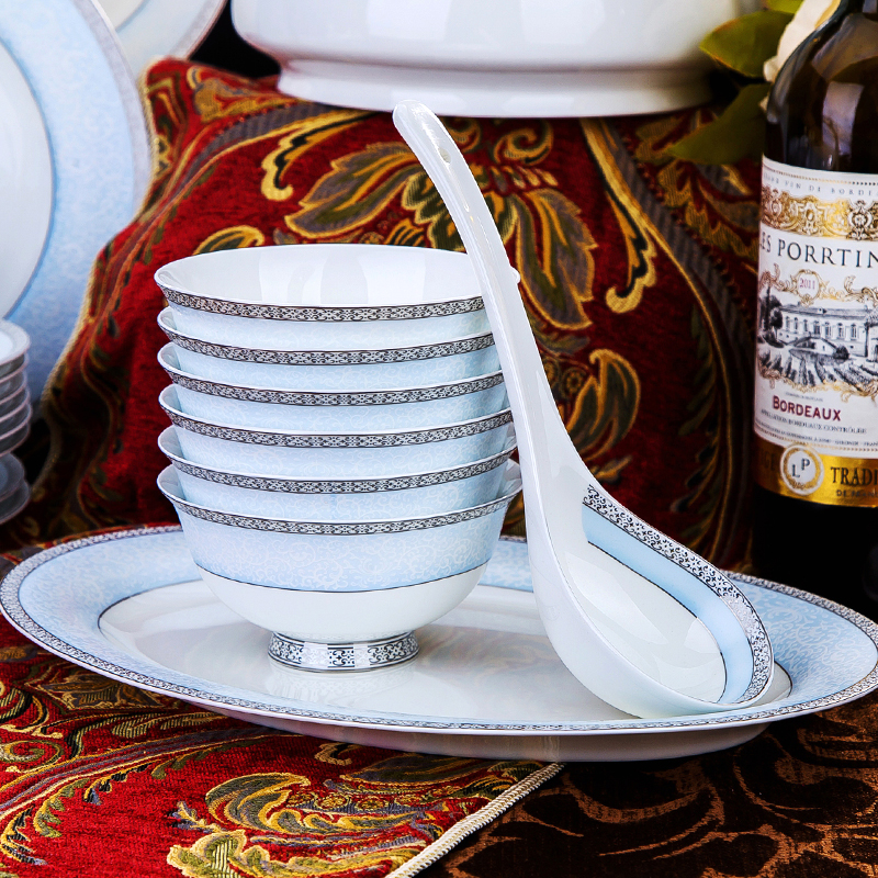 Cutlery set bowl dish dish bowl chopsticks combination of Chinese style household Jane European style ceramics dishes suit wedding gifts
