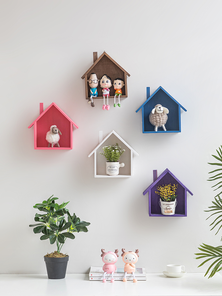 American retro wall decoration Wall storage small house Clothing store Coffee shop Wall decoration basket flower rack Living room