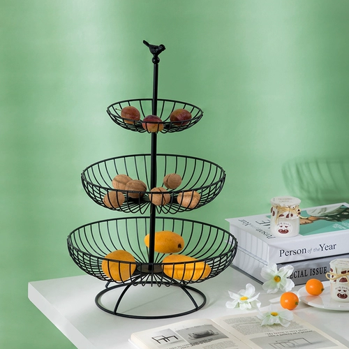 Креативная современная гостиная, многослойная тарелка для хранения воды, тарелка с фруктами, свет, роскошные украшения, украшение журнального столика в стиле ins, железный поднос для закусок