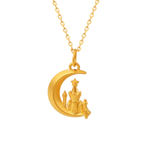 Old Temple Gold 5D Foot Golden Palace Stars Moon Mobile Castle Hung Pendentif Collier Pendentif pour Birthday Cadeaux pour les cadeaux danniversaire