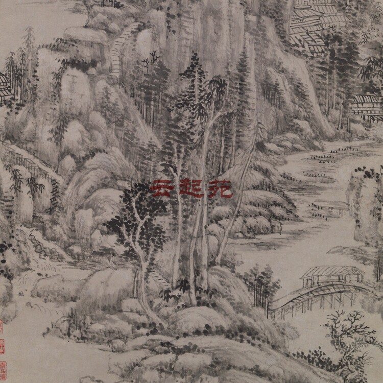 Qingwang Original Qi Replica Wu Zhen Landscape Map Z High Definition Electronic Photo 6M Decorative Propaganda Material