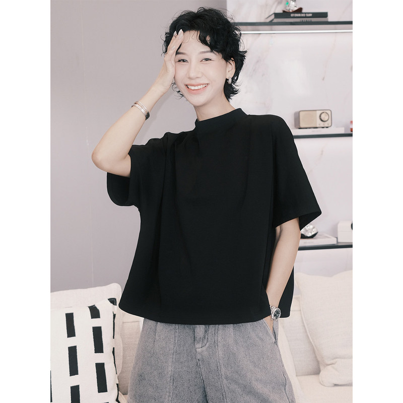 Tt Designer [Meteor Sparkle] Basic Round Neck Short Sleeve Top for Women 2026 New Loose Slimming T-Shirt