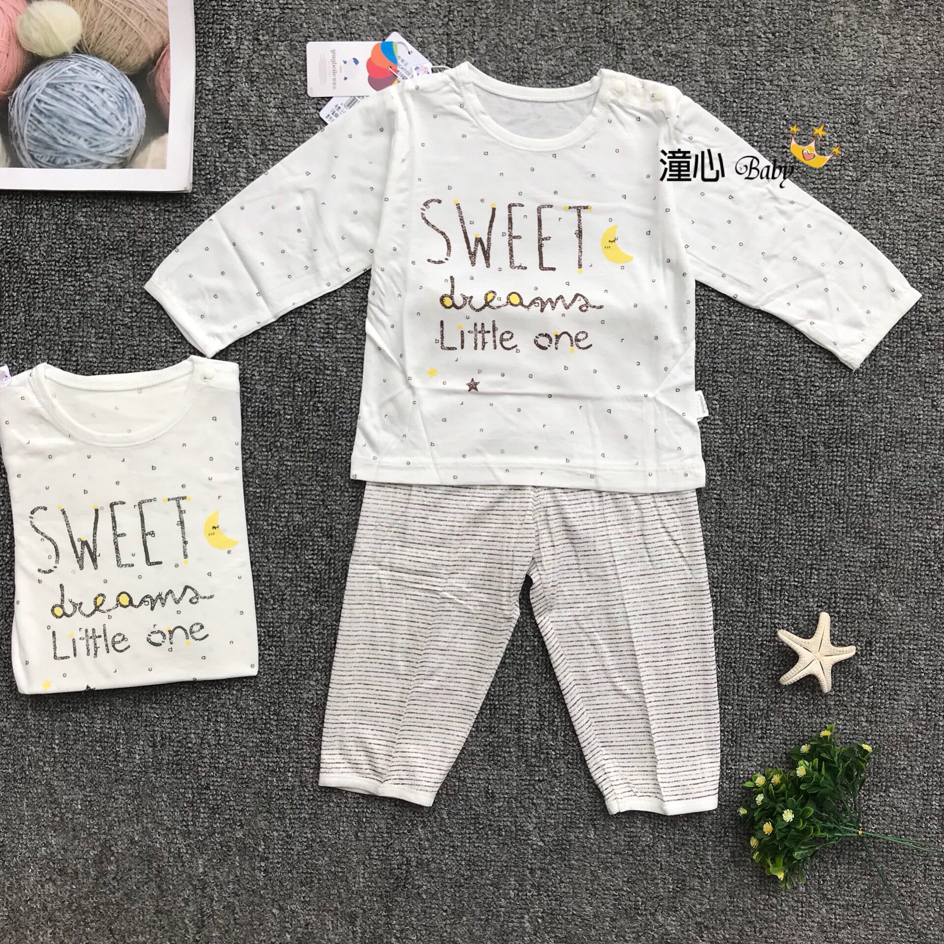 Baby Belle baby bamboo fiber underwear set summer ultra-thin baby pajamas boys and girls long-sleeved air-conditioning clothing