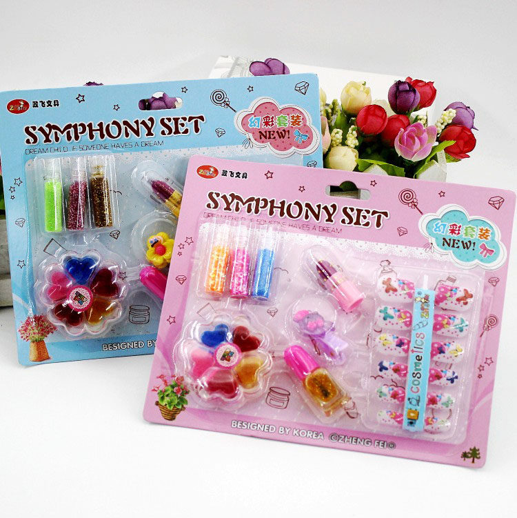 Magic Color Beauty Chia Bag Set Children Beauty Nail Patch Suit Fake Nail Patch Waterproof Nontoxic Princess Little Girl Play