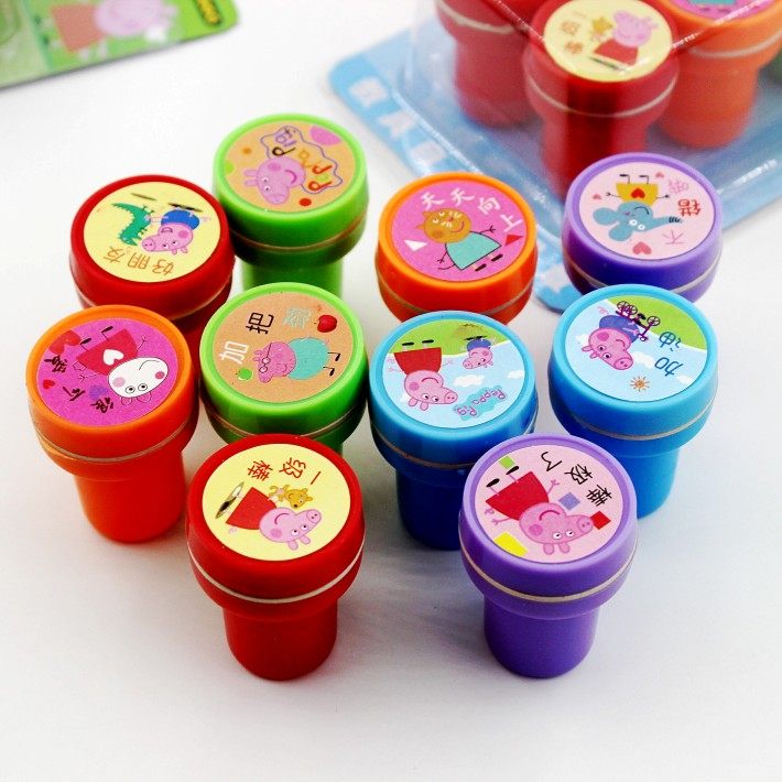10 packs of cute cartoon stamps for primary school students prizes kindergarten teachers reward comments stamped student reward stamps
