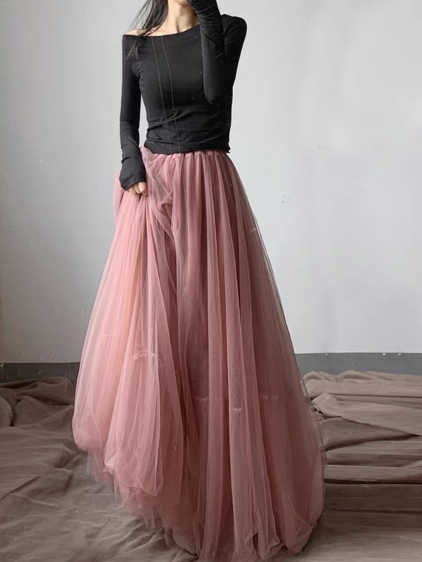 24 Irregular Fairy-Like Chiffon Mesh Skirt for Women, Spring and Summer Style, Ankle-Length Floor-Length Skirt, Pleated Half Skirt