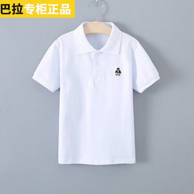 Barra cotton boys and girls short-sleeved T-shirt children's summer polo shirt new casual big children's school uniform solid color top
