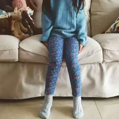 Country style retro floral girl cotton pants thin anti-mosquito pants spring and summer trousers slim body micro-elastic soft