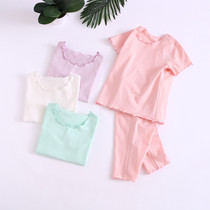 110-160 yards children summer home clothing short sleeve shorts candy color baby air conditioning clothing girls pajamas set