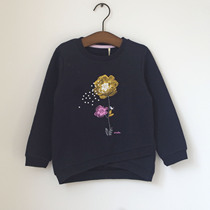 Pure cotton soft velvet top long sleeve flowers dirty spring and autumn pullover sweater fleece children Girl Girl