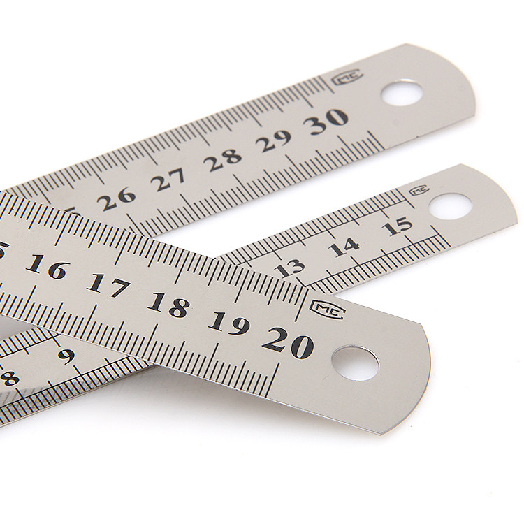 Stainless steel ruler quality thickened double-sided scale steel ruler painting drawing student stationery steel ruler measuring ruler