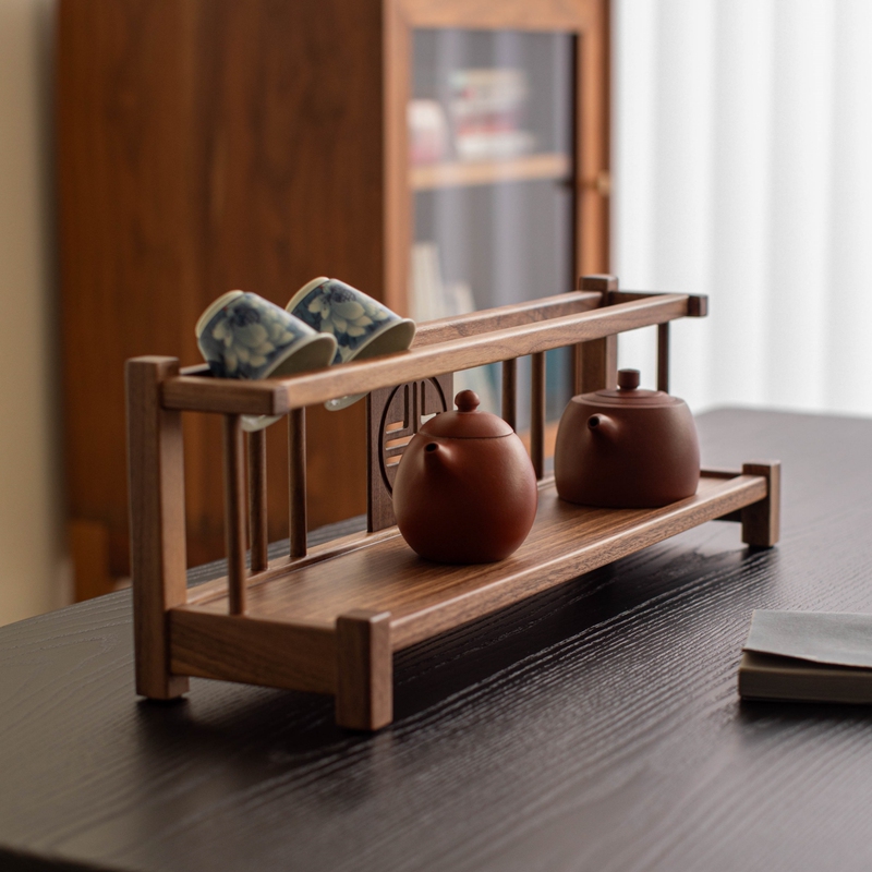 North American Black Walnut Wood Display Rack for Tea Cups and Tea Sets, Storage Rack, Display Stand for Purple Clay Teapots, Solid Wood Shelf North American Black Walnut Wood Display Rack for Tea Cups and Tea Sets, Storage Rack, Display Stand for Purple Clay Teapots, Solid Wood Shelf