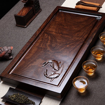 Ebony tea tray whole solid wood tea table Household large drainage tea sea Kung Fu tea set like a fish in water
