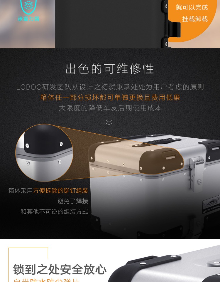 Hộp phụ LOBOO Kawasaki Versys X300 ba hộp Hộp nhôm bên sửa đổi hộp phụ xe máy thùng chứa đồ xe máy