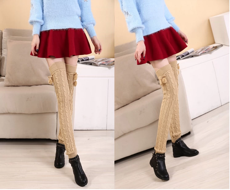 Trên tất đầu gối mùa thu vớ Nhật Bản dài socks vớ cao màu trắng đại học ấm áp dày dệt kim vớ dễ thương